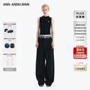 ANN ANDELMAN【王玉雯同款】官方直营 牛仔腰头拼接西裤直筒长裤 黑色 M