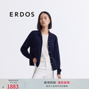 ERDOS【精纺丝绒】春夏小翻领假两件针织女宽松上衣开衫羊绒衫 藏蓝 L 170/88A