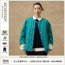 例外（EXCEPTION）女装中式宽松休闲提花匹绣棉服女外套 中蓝 S