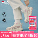 FILA童鞋儿童棉鞋2025冬季男女童旋钮加绒保暖运动鞋 奶白/烟玫瑰粉-GR 36 内长23.0cm