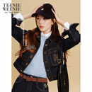 Teenie Weenie【赵露思同款】小熊牛仔外套女26年秋季新款翻领箱型短款夹克上衣 靛蓝色 S