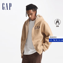 盖璞（GAP）男女装毛毡布logo仿羊羔绒连帽卫衣外套609272 卡其色 M (170/92A) 亚洲尺码