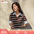 FILA 斐乐杨幂同款女子编织衫2026秋新款时尚修身条纹假两件短袖上衣 满印一-ZA M 165/84A/M