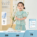 戴维贝拉（DAVE＆BELLA）儿童半裙套装凉感抗菌宝宝衣服国风小童汉服马面短裙夏季新款童装 花朵印花【现货】 110 cm（建议身高100-110cm）
