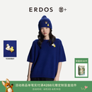 ERDOS【善+系列初绒】26早秋圆领短袖宽松女套衫羊绒衫 银河钴蓝色 L 170/88A