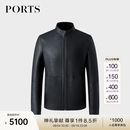 PORTS宝姿男装秋冬新款修身潮流绵羊皮衣夹克ML9U205LZS010 BLACK XL