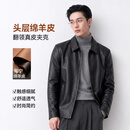 【京东直采】【头层绵羊皮】海宁皮衣男款翻领皮夹克外套26新款 黑色 XL