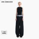 ANN ANDELMAN【王玉雯同款】官方直营 牛仔腰头拼接西裤直筒长裤 黑色 S