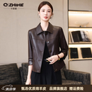 Q ZHIHE品牌真皮皮衣女短款2026秋季新款头层绵羊皮外套修身皮夹克高级感 棕色 M 85-100斤