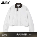 江南布衣（JNBY）秋冬日常休闲短款棉衣宽松翻领O型5PBB1553H 126/灰白 S