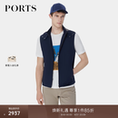 PORTS宝姿男装秋冬新款混纺面料可拆卸连帽马甲 藏青色 2XL