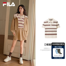 FILA 斐乐杨幂同款女子编织衫2026秋新款时尚休闲修身上衣短袖POLO衫 钛白色-IV L 170/88A/L