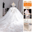 菲洛曼（FEILUOMAN）婚纱新娘主纱2025高级感重工拖尾主2026新款一字肩法式奢华高级质 白色拖尾款《三件套+领子》 2XL 体重130斤左右