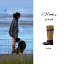 73Hours辛芷蕾同款女鞋追日落2026冬季新款游牧风西部靴显瘦骑士长靴 黑杏 37