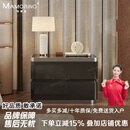 Mamorino意式极简床头柜卧室简约现代黑色轻奢高级感大尺寸床边柜实木烤漆 60CM【多层实木烤漆+高奢诺金星岩板】亮光黑