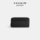 蔻驰（COACH）奥莱男士经典标志风琴褶钱包零钱包手机包证件卡包 SV/黑色 Signature