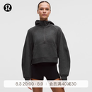 lululemon丨Scuba 女士超宽松款半拉链连帽衫*拉绒 LW3HTPS 杂色黑 XS /S