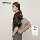 Fabrique 荔枝纹牛皮配肩带双翻盖公文包 - 中号 月岩灰 M