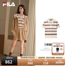 FILA 斐乐杨幂同款女子编织衫2026秋新款时尚休闲修身上衣短袖POLO衫 钛白色-IV M 165/84A/M