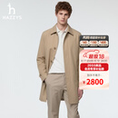 哈吉斯（HAZZYS）男装 2026春季新款外套中长款通勤翻领单排扣风衣男ASWZH0DAH01 米色BI L （175/96A 48）