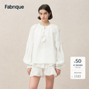 Fabrique白月光法式纯棉刺绣衬衫短裙休闲度假套装女白色衬衣上衣 套装 S