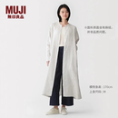 MUJI 女式 汉麻水洗 长袖衬衫连衣裙 女装裙子 26年春季 BC2R2A6S 浅银灰色条纹 M （160/84A）