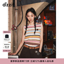 DZZIT地素针织背心2026夏季新款彩虹条纹镂空设计上衣女3K2EE5429 彩色 S