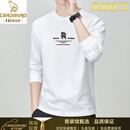 卡丹路（CARDANRO）官方正品卫衣男士圆领长袖t恤100%纯棉秋季新款宽松休闲打底衫男 白色（专柜甄选）【礼盒装】 XL 【150斤-165斤】