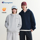Champion冠军加绒连帽卫衣男2026秋季新款麒麟臂印花上衣女休闲 墨绒蓝 M