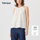 FabriqueBASIC荷叶边插肩挂脖无袖上衣女夏季新款休闲百搭打底衫 白色 XS