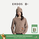 ERDOS【善+系列初绒无染色】26早秋圆领提花刺绣针织女开衫羊绒衫 大地驼 M 165/84A