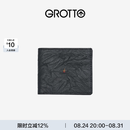 个乐经典羊皮短款钱包手工真皮多卡位卡夹卡包情侣礼物 黑色（红裤子小男孩）