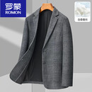 罗蒙（ROMON）春季款含桑蚕丝高端休闲西服男士单西商务便西中年西装外套 86109灰色 M 170 【适合100-120斤】
