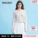 moussy 女装新品简约淑女风通勤薄款针织开衫女028JSX70-1029 010白色 均码