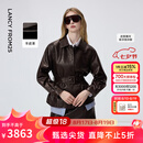 朗姿【精英衣橱】羊皮革翻领可收腰皮衣干练通勤上衣女26年春季新款 深咖色 M
