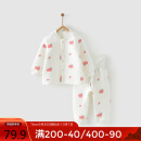 童泰 秋冬3个月-3岁婴幼儿男女宝宝保暖夹棉圆领上衣对开套装 TS23J231 粉色 80 