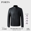 PORTS宝姿男装秋冬新款修身潮流绵羊皮衣夹克ML9U205LZS010 BLACK XL