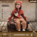 Teenie Weenie Kids小熊童装26年秋季新款男女宝羊毛混纺连帽开衫 橙色 120 cm