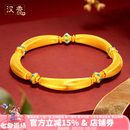 汉秀黄金弯管丝绒金手镯女足金镯链拉丝手串藏式手链七夕送老婆礼物 弯管丝绒镯链（金重约6.86克）