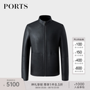 PORTS宝姿男装秋冬新款修身潮流绵羊皮衣夹克ML9U205LZS010 BLACK S