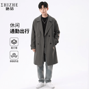 施喆（EZ SHI ZHE）男士风衣长款高档款春秋季外套中青年加肥加大上班通勤休闲大衣男 军绿 XL 推荐【140一160斤】