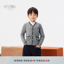 ERDOS KIDS鄂尔多斯童装26秋冬精纺V领羊绒男童开衫针织衫 中灰 140 140/64