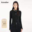 珂莱蒂尔【莱赛尔】Koradior商场同款秋新款气质优雅针织衫女 黑色 S