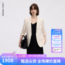 朗姿【律师系列】桑蚕丝职业正装气质西服夏季新款商务西装 米白色 L