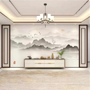 妙普乐碳晶板新中式水墨画山水画大气电视沙发背景墙护墙板木饰面板装饰 定制+3D亮光-实心碳晶大板 款式18.44平米 定制+3D亮光-实心碳晶大板