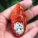 胖东来同款老坑种满色巧色红翡翡翠A货龙牌挂件吊坠送证书