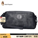 暇步士（Hush Puppies） 手拿包包牛皮大容量休闲商务男包银灰色送男朋友生日礼物