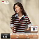 FILA 斐乐杨幂同款女子编织衫2026秋新款时尚修身条纹假两件短袖上衣 满印一-ZA M 165/84A/M