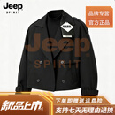 JEEP SPIRIT美式复古短款风衣男士2026秋冬季宽松潮流休闲百搭风衣外套男 黑色 【专柜优选】 S 165