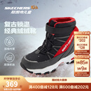 Skechers斯凯奇儿童绒绒靴雪地靴保暖男童棉鞋防寒加绒高帮女童靴660092L 男童/黑色/红色/BKRD 30
